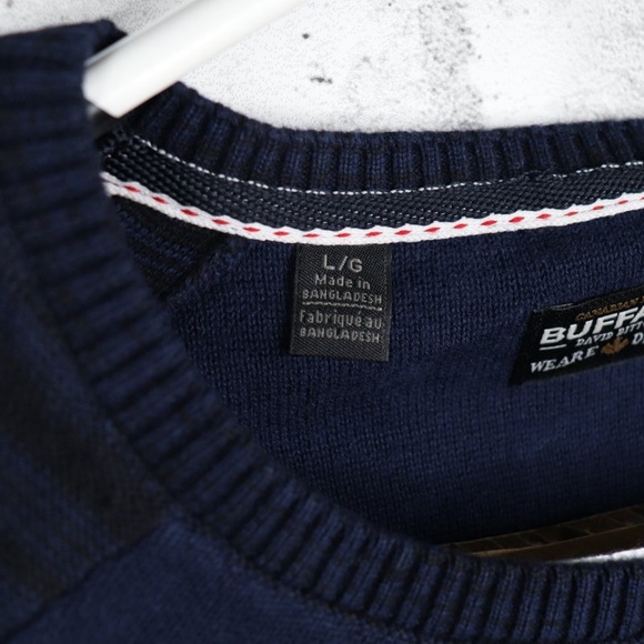 Buffalo David Bitton Wuxi Contrast Long Sleeve Sweater Blue Indigo Size Large - Picture 3 of 9